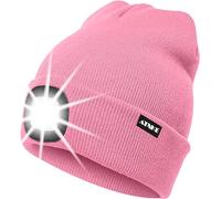 ATNKE LED Lighted Beanie Cap,USB Rechargeable Running Hat Ultra Bright 4 LED Waterproof Light Winter Warm Gifts for Men and Women/Pink
