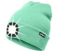 ATNKE LED Lighted Beanie Cap,USB Rechargeable Running Hat Ultra Bright 4 LED Waterproof Light Winter Warm Gifts for Men and Women/Fruit Green