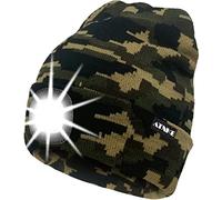 ATNKE LED Lighted Beanie Cap,USB Rechargeable Running Hat Ultra Bright 4 LED Waterproof Light Winter Warm Gifts for Men and Women/Camouflage Green
