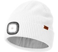 ATNKE LED Lighted Beanie Hat with Lined Fleece, USB Rechargeable 4 LED Running Headlamp Ultra Bright Hands Free Head Torch Winter Warm Wooly Knit Skull Cap Gifts for Men and Women