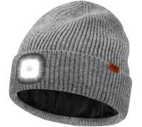 ATNKE LED Lighted Beanie Hat with Lined Fleece, USB Rechargeable 4 LED Running Headlamp Ultra Bright Hands Free Head Torch Winter Warm Wooly Knit Skull Cap Gifts for Men and Women