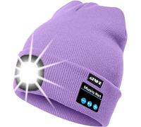 ATNKE LED Lighted Bluetooth Beanie Cap, USB Rechargeable Wireless Musical Running Hat Ultra Bright 4 LED Light Lamp Use for Skiing Hiking Camping Cycling