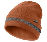 ATNKE Reflective Beanies Safety High Visibility Winter Thermal Knitted hat with Reflective Stripe Suitable Outdoor Work Sports Brown