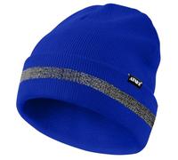 ATNKE Reflective Beanies Safety High Visibility Winter Thermal Knitted hat with Reflective Stripe Suitable Outdoor Work Sports Blue