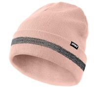 ATNKE Reflective Beanies Safety High Visibility Winter Thermal Knitted hat with Reflective Stripe Suitable Outdoor Work Sports Pink Beige