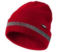 ATNKE Reflective Beanies Safety High Visibility Winter Thermal Knitted hat with Reflective Stripe Suitable Outdoor Work Sports Red