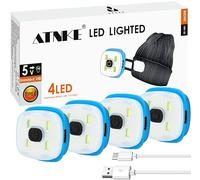 ATNKE Replacement LED Lights for Lighted Beanie Hat, USB Type C Rechargeable Ultra Bright Headlamp Light Hands Free Head Torch Gifts for Men and Women/Type C/White Light-4PC