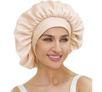 ATNKE Silk Bonnet for Sleeping Women Soft Double Layer Satin Lined Silk Hair Wrap Night Sleep Cap with Elastic Band for Long Jumbo Curly Braids Natural Hair/Lotus Pink