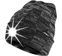 ATNKE Unisex 4 LED Lighted Beanie Hat,USB Rechargeable Running Hat Ultra Bright Cap with Light Hands Free Head Torch Winter Warm Lined Fleece Knit Beany Gifts for Men Dad and Women/Black