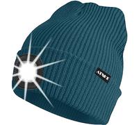ATNKE Unisex Lighted Beanie Hat,USB Rechargeable 4 LED Running Headlamp Hat Ultra Bright Cap with Light Hands Free Head Torch Winter Warm Knit Beany Gifts for Men Dad and Women/Dark Green