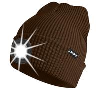 ATNKE Unisex Lighted Beanie Hat,USB Rechargeable 4 LED Running Headlamp Hat Ultra Bright Cap with Light Hands Free Head Torch Winter Warm Knit Beany Gifts for Men Dad and Women/Coffee