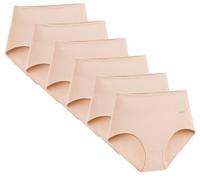ATNKE Women's Cotton Underwear, High Waisted Full Coverage Ladies Panties Soft Breathable Briefs Slight Tummy Control Pants 6 Pack (Regular & Plus Size)/Nude-6 Pack/XL