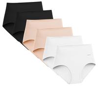 ATNKE Women's Cotton Underwear, High Waisted Full Coverage Ladies Panties Soft Breathable Briefs Slight Tummy Control Pants 6 Pack (Regular & Plus Size)/Multicolor-6 Pack-A1/XL