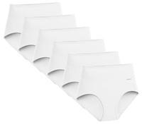 ATNKE Women's Cotton Underwear, High Waisted Full Coverage Ladies Panties Soft Breathable Briefs Slight Tummy Control Pants 6 Pack (Regular & Plus Size)/White-6 Pack/XL