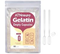 ATNreuro Size 0 Empty Gelatin Capsules with 2 Micro Spoons - 100 Count