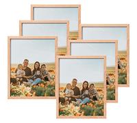 ATOBART 8x10 Set of 6 Oak Wood Picture Frame Solid Wooden Photo Frame Natural Wood Color Frames with Real Glass for Wall Mounting or Tabletop Living Room Bedroom Home Decor