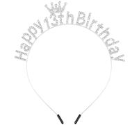 Atoden 13th Birthday Decorations for Girls Silver Headbands for Women Head Band Hairband 13th Birthday Headband