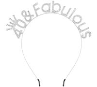 Atoden 40th Birthday Decorations for Women 40 and Fabulous Birthday Headband Silver Tiara Queen Crown 40th Birthday Gifts for Her Happy Birthday Accessories for Woman Party