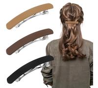 ATODEN Flat Hair Clips Barrettes for Women 3Pcs Matte Barrettes for Thin Fine Hair Neutral Hair Pins French Barrette Hair Clips for Short Medium Hair Accessories for Women Khaki Brown Black