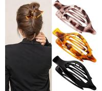 Atoden Flat Hair Clips Duckbill Large Claw Clips for Thick Medium Thin Hair 3Pcs Non Slip French Barrettes Alligator Accessories for Women Girls Tortoise Shell Leopard Black