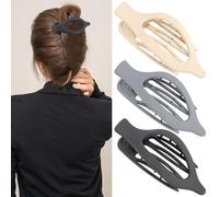 Atoden Flat Hair Clips for Thick Hair 3Pcs Large Hair Clips for Women White Grey Dark Grey
