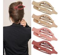 Atoden Flat Hair Clips for Thick Hair 4Pcs Large Hair Clips for Women Pink Khaki