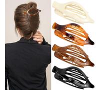 Atoden Flat Hair Clips for Thick Hair 4Pcs Large Lay Flat Hair Clips for Women White Brown Black