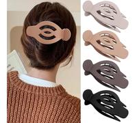 Atoden Flat Hair Clips for Women 4Pcs French Concord Large Hair Clips for Thick Thin Hair Curved Lay Down Clips for Hair Matte Neutral Big Jaw Clips Hair Accessories