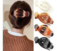 Atoden Flat Hair Clips for Women 4Pcs French Concord Large Hair Clips for Thick Thin Hair Curved Lay Down Clips for Hair Matte Neutral Big Jaw Clips Beige Amber Brown Black