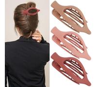 ATODEN Flat Hair Clips for Women - Pink Lay Flat Claw Clips for Thin and Thick Hair - 3Pcs French Concord Large Matte Jaw Clips - Hair Clamps Accessories