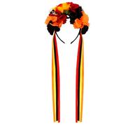 Atoden Flower Crown Day of the Dead Rose Headbands Skull Floral Crown Mexican Headpiece with Ribbon for Women Girls Red Black Orange