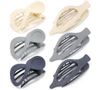 Atoden Grey Large Hair Clips for Thick Hair 6Pcs Flat Hair Clips for Thin Hair 2 Shapes