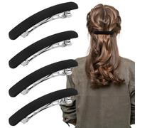 Atoden Hair Clip, Black Matte Barrettes for Women 4Pcs, Flat Hair Clips for Thin Fine Hair, Hair Pins for Short Medium Hair, Cute Hair Accessories for Women Girls