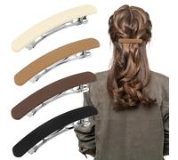ATODEN Hair Clips 4Pcs Hair Barrettes for Thin Fine Hair Neutral Flat Hair Clips Hair Pins Matte French Barrette Hair Clips for Short Medium Hair Accessories for Women Girls Beige Khaki Brown Black