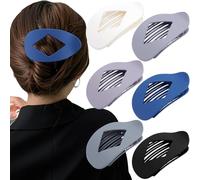 Atoden Large Hair Clips Flat Round Hair Clips for Women Lay Down Clips for Hair Jaw Clips Grey Blue