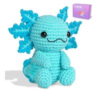 Atofoi Crochet Kit for Beginners - Beginner Crochet kit for Adults Kids with Step-by-Step Video Tutorials - Beginner-Friendly Yarn - Easy DIY Amigurumi Animal Knitting Supplies - Blue Axolotl