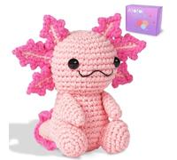 Atofoi Crochet Kit for Beginners - Beginner Crochet kit for Adults Kids with Step-by-Step Video Tutorials - Beginner-Friendly Yarn - Easy DIY Amigurumi Animal Knitting Supplies - Pink Axolotl