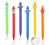 atokiss Erasable Gel Pens, 6 Colors Retractable Cartoon Monster Erasable Pens Clicker Fine Point 0.5 mm, Make Mistakes Disappear, Blue Ink for Drawing Writing Journaling Planner