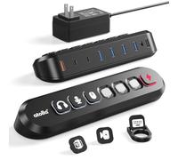 atolla 7-Port Powered USB Hub, 4 USB-A 3.0+2 USB-C 3.0+1 Fast Charging Port | 36W USB 3.0 Hub with LED Switches, 13 Customizable Keycaps, 12V/3A Power Adapter for Windows, MacOS, Linux