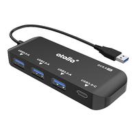 Atolla USB 3.0 Hub With 3 Ports and USB-C Data Port, Power Supply for PC, Macbook, Mac Pro/mini, iMac, Surface Pro, XPS, Flash Drives
