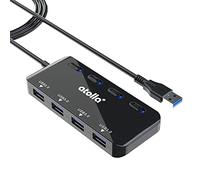 Atolla USB Hub with 4 USB 3.0 Ports, 60 cm Cable, Ultra Thin LED LEDs, Power Switch, for PC, Mac, Surface and USB Fuentes