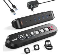 atolla USB Hub with Power Supply 36 W, 7-Port USB 3.0 Hub Active with 5 Gbps USB-A/USB-C Splitter + 1 Fast Charge Port, Individual On/Off Switch, 12 V/3 A Power Supply Adapter (1.5 m Cable) for PC