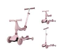 ATOM 4-in-1 Evolve Scooter for Kids | From Bobble Bike to Parent Handle Ride-On to Tilt-to-Steer Move N Groove Scooter to Mini Cruiser | Adjustable Handle & Seat Height | Available in Pink or Blue 2+