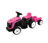 ATOM 6V Electric Ride on Tractor with Trailer - Pink | Battery Powered Kids Tractor | 40 Minute Run Time | Detachable Trailer | Farm Toy for Toddlers & Children Aged 2+