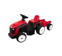 ATOM 6V Electric Ride On Tractor with Trailer - Red | Battery Powered Kids Tractor Ride-On | 40 Minute Run Time | Detachable Trailer | Electric Farm Ride On Toy for Toddlers & Children Aged 2+