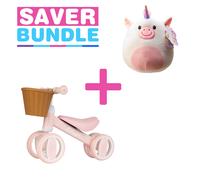 Atom Bobble Bike With Basket | Pink + Squish Meez Cloudeez 9' Plush Toy | Star Bundle