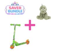 ATOM Dinosaur Light Up Scooter + Dinosaur Soft Plush Bundle