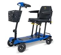 Atom Fold. 15.2kg -Ultra-Lightweight Folding Mobility e-Mobility Device Dual Battery Option for Up to 18 Mile Range -Foldable Storage Basket -LED Light -Pavement Use (Marine Blue)