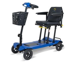 Atom Fold. 15.2kg -Ultra-Lightweight Folding Mobility e-Mobility Device Dual Battery Option for Up to 18 Mile Range -Foldable Storage Basket -LED Light -Pavement Use (Marine Blue)