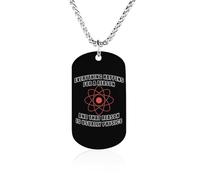 Atom Physics Science Dog Tag Necklace Stainless Steel Plated Pendant Memorial Jewelry Gift for Men Women